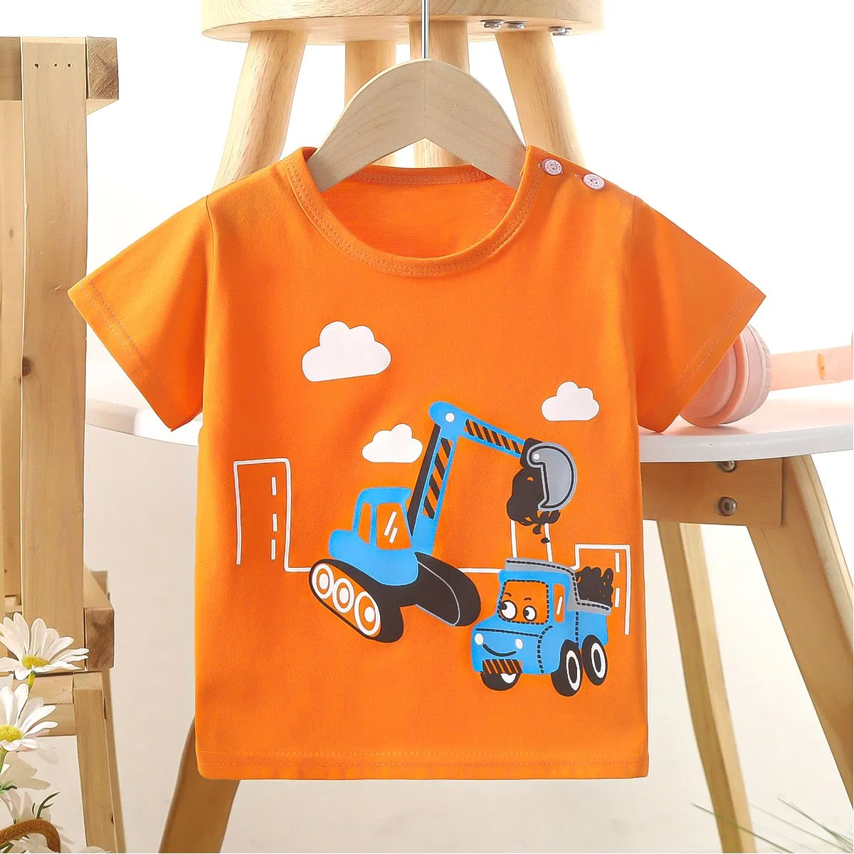 Camiseta de Manga Curta para Bebê Roupas Casuais Finas de Verão para Meninos e Meninas Tops Infantis de Desenho Animado