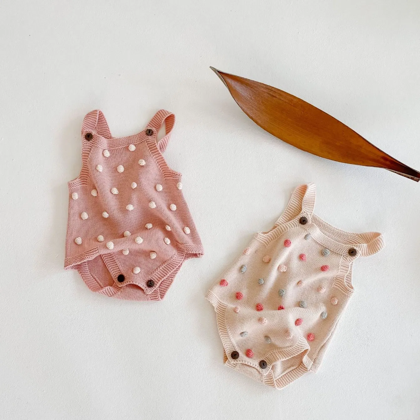 Suéter de malha casual e fofo de algodão para primavera e verão, macacão de malha para bebês