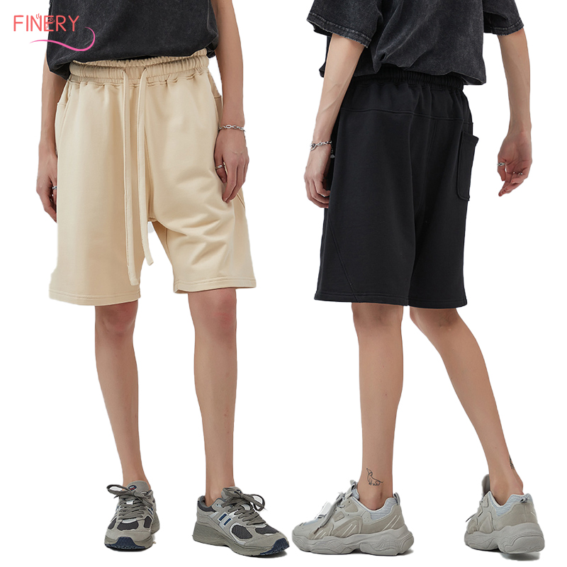 380GSM 100% Calções de Algodão Unissexo em Terry Francês Marca Tendência Soltos com Cordão Casual de Cintura Alta Calções Essenciais para Homens