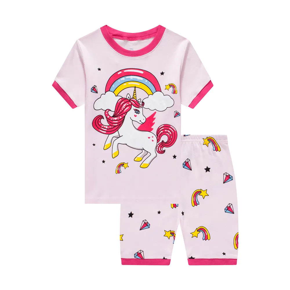 Conjunto de Pijamas para Crianças Roupas Casuais para Meninas e Meninos Fantasia de Verão com Manga Curta Conjuntos de Pijamas para Dormir Roupas Infantis