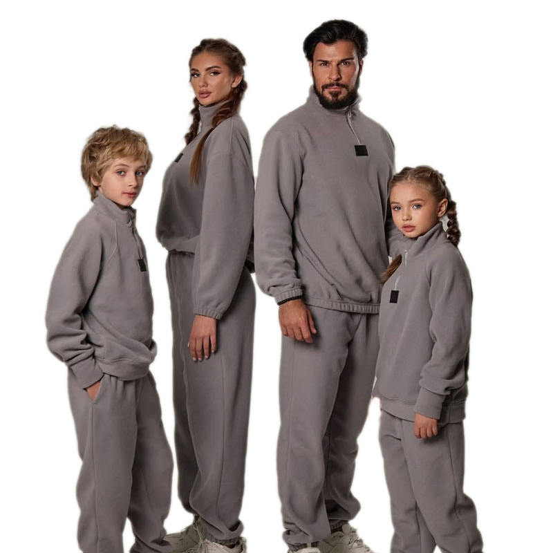 Ky Family Outfits Quarter Zipper Pullover and Loose Pants 2 Piece Set Casual Couple Loungewear