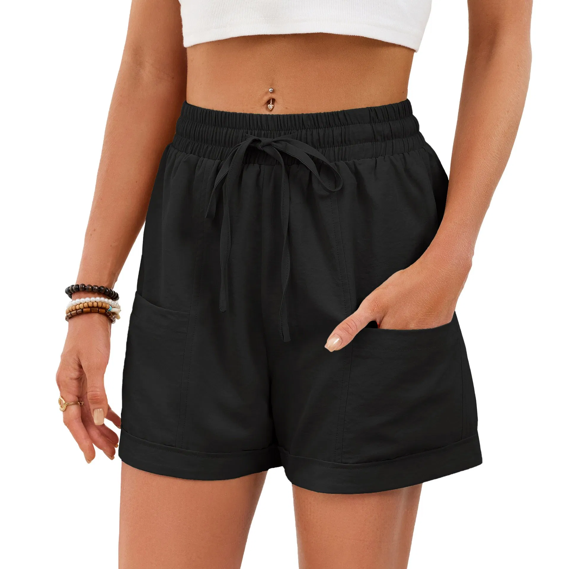 Shorts Casuais em Mistura de Linho e Algodão Orgânico para Mulheres