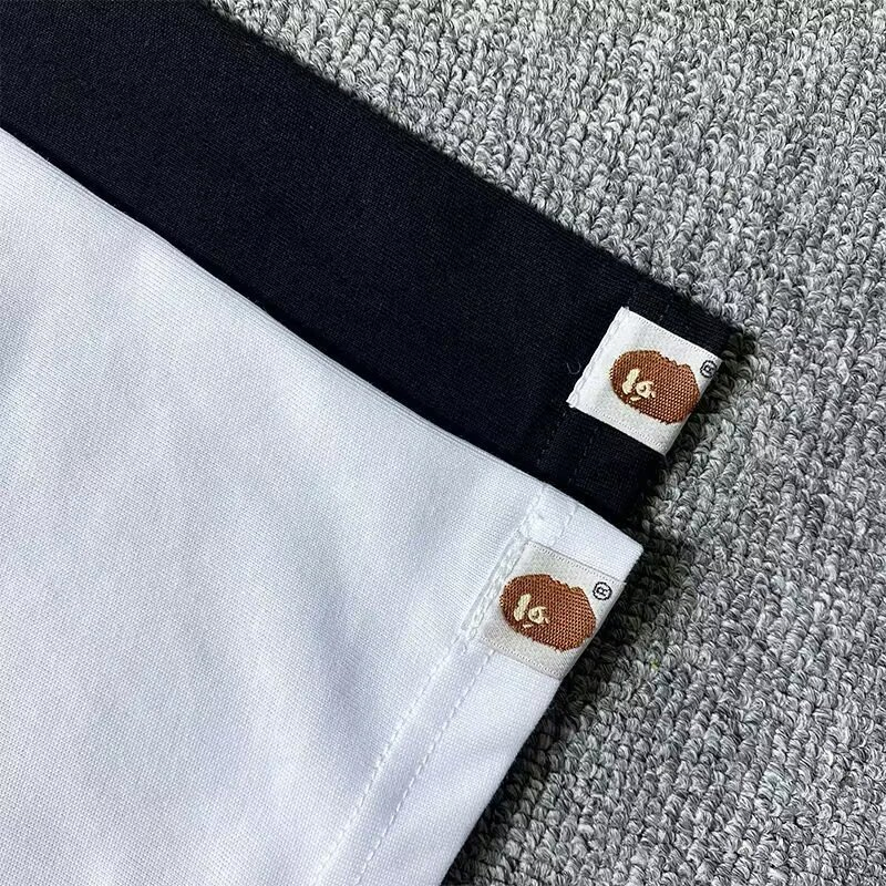 Camiseta de Cabeça de Macaco Moda de Rua Vintage Algodão Pesado Casual Manga Curta