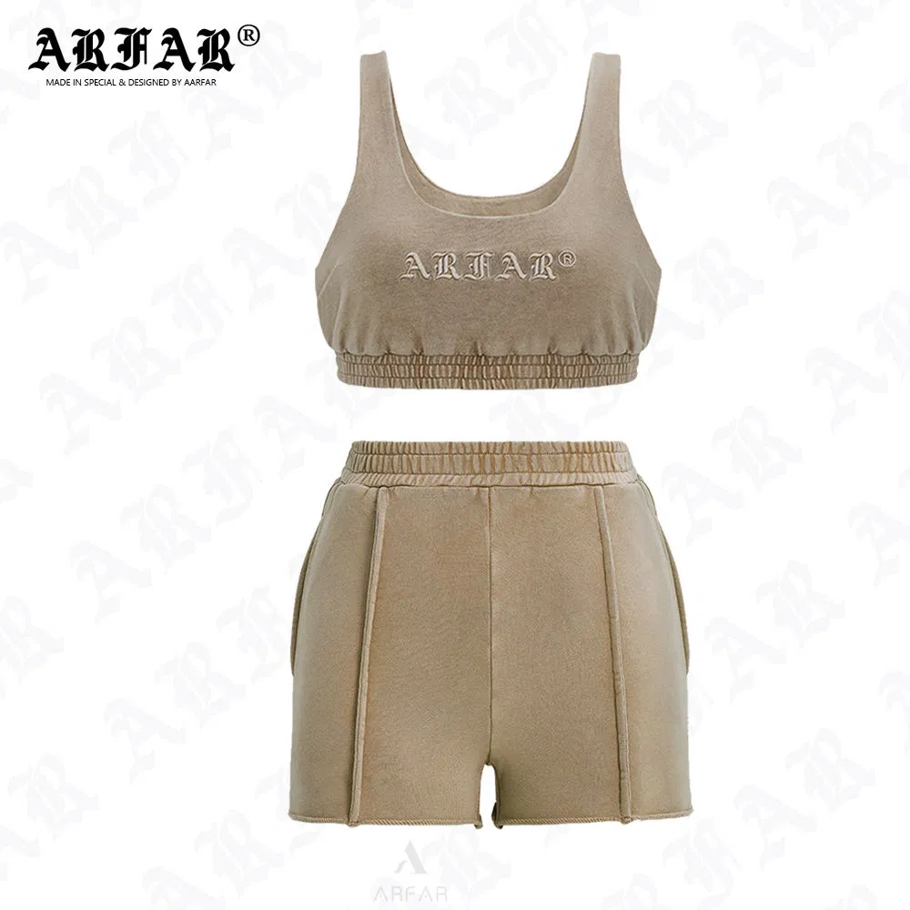 Conjunto de Moletom para Mulheres Verão Conjunto de Roupas Vintage para Mulheres Conjunto de Loungewear em Duas Peças