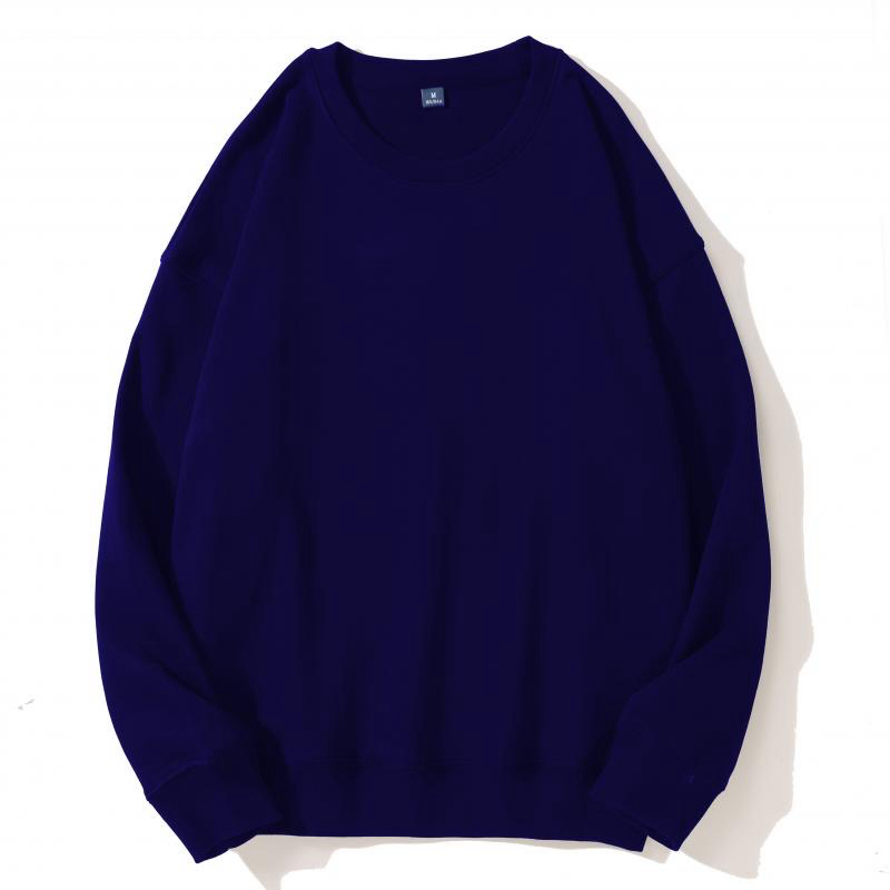 Camisa de moletom esportiva unissex de alta qualidade, com mangas longas, estilo elegante, gola redonda clássica, em algodão, casual e em branco, para treino de adultos