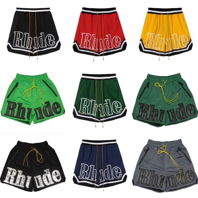 Bermudas Rhude Masculinas Estilo Streetwear Americano Bermudas de Basquete Casuais para Academia e Praia