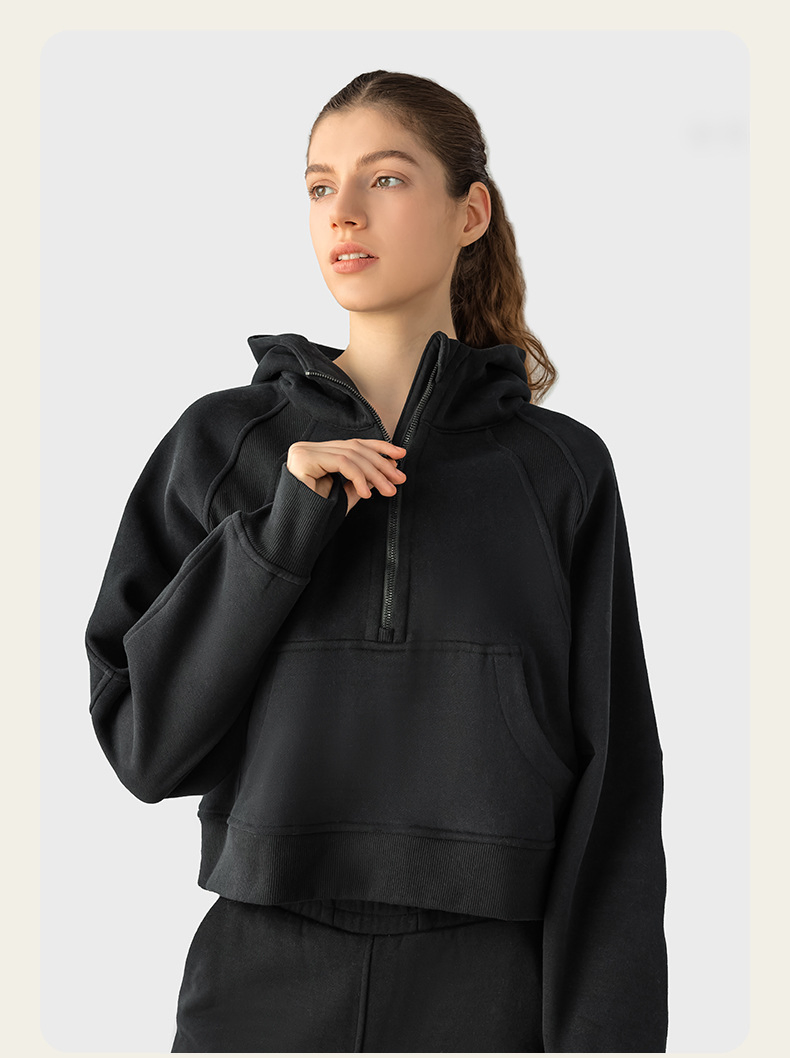 Moletons com zíper meio Cropped Moletons de moletom Mulheres Pulôveres com zíper de um quarto Roupas de outono 2023 Roupas de inverno