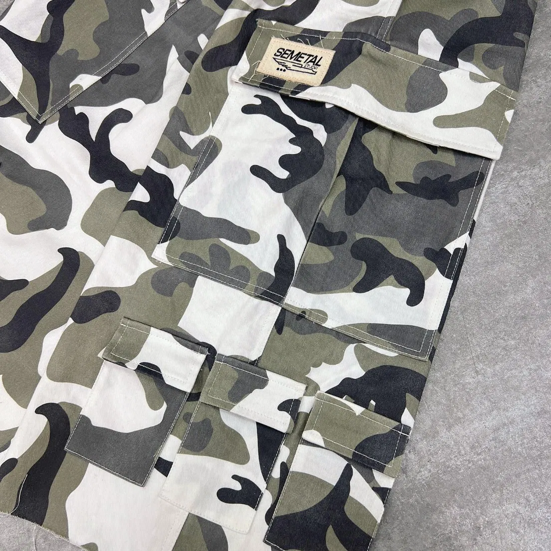 Shorts de Moletom de Algodão Personalizados para Rua, Casuais de Verão, Camuflagem, Cargo, Largos para Homens