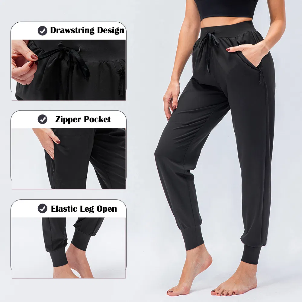 Design de Calças Casuais com Bolso Lateral Personalizado para Mulheres, Calças de Yoga, Roupas de Esporte