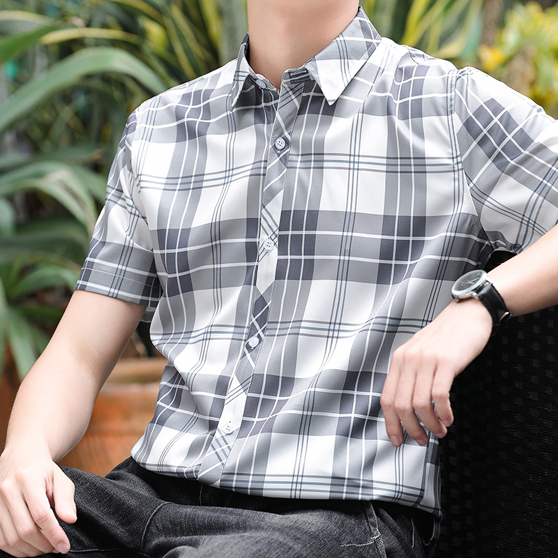 Camisa de Manga Curta Estampada, Camisa Casual de Manga Curta com Tecido Macio e Texturizado