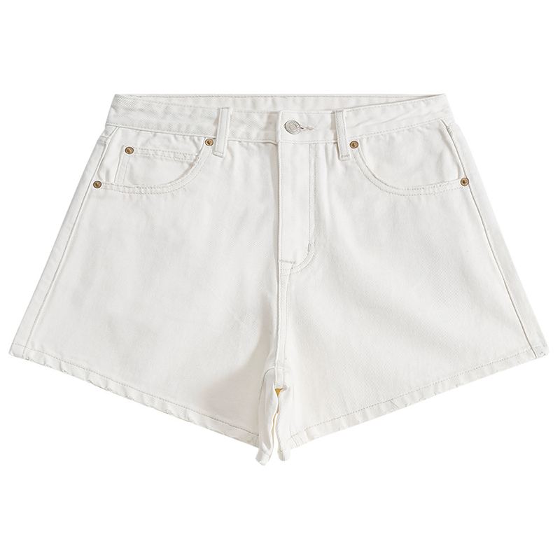 Calças de algodão denim femininas de cintura alta, lavadas, vintage, verão, casuais, shorts de trabalho