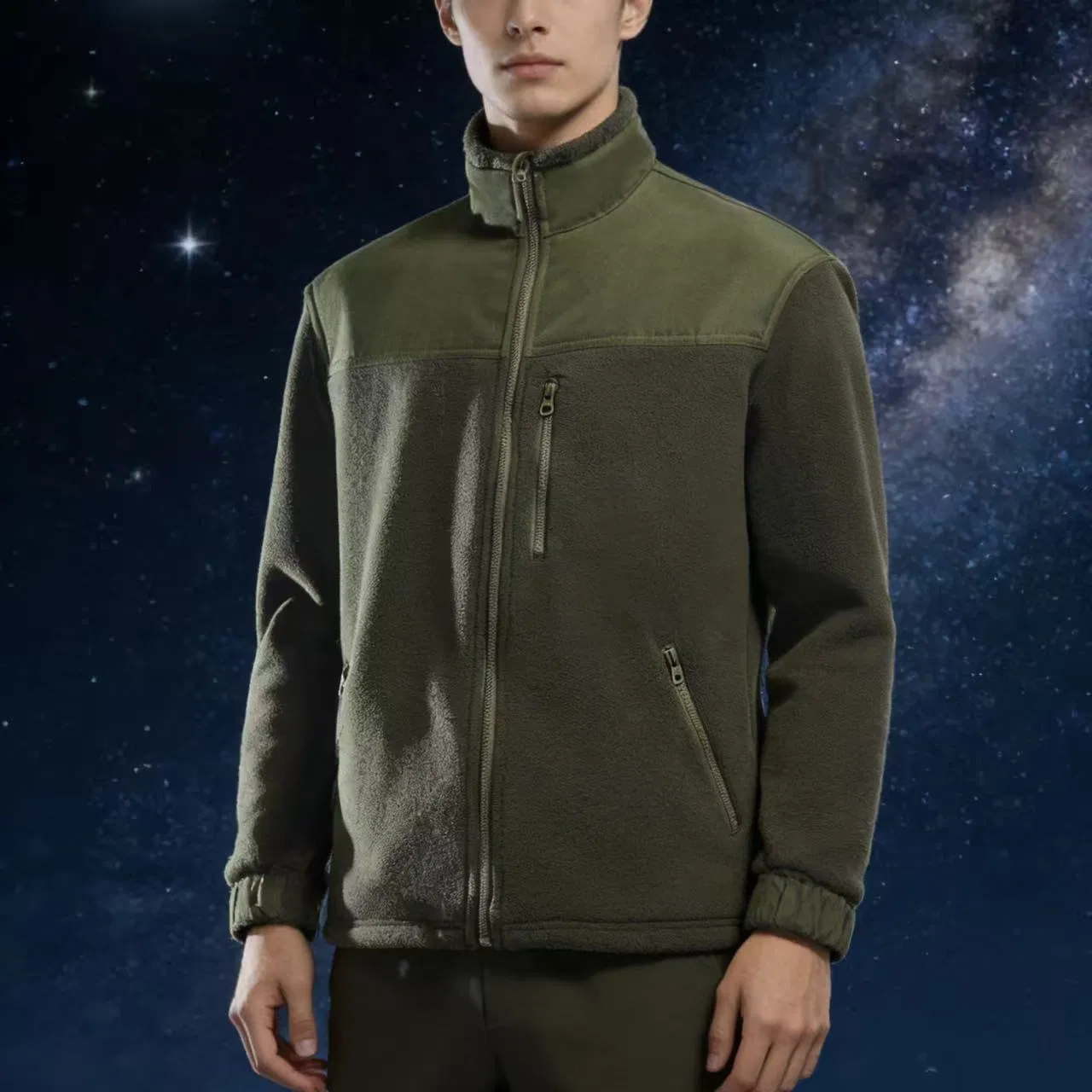 Jaqueta de Fleece Masculina para o Inverno ao Ar Livre, Roupas Casuais Personalizáveis