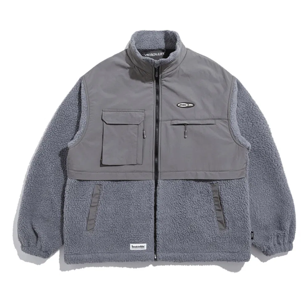 Casaco de Fleece Casual Quente de Inverno Plus Size para Homem