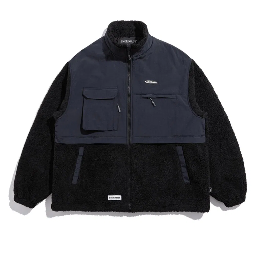 Casaco de Fleece Casual Quente de Inverno Plus Size para Homem
