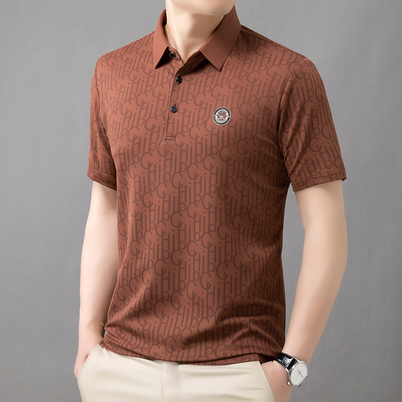 Camisa Polo Confortável Estampada Masculina para Uso Empresarial e Casual