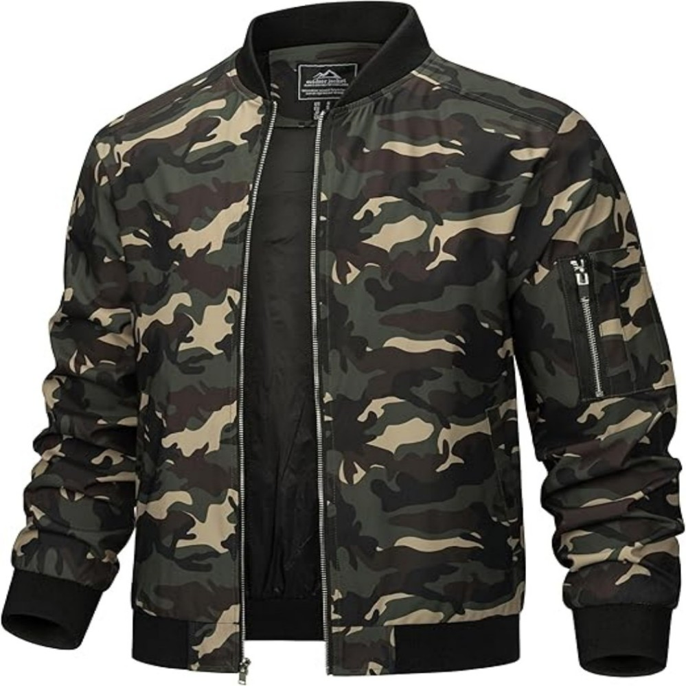 Jaqueta Bomber Masculina Personalizada para Esportes ao Ar Livre, Leve, Casual, Primavera e Outono, Corta-Vento, com Zíper e Bolso