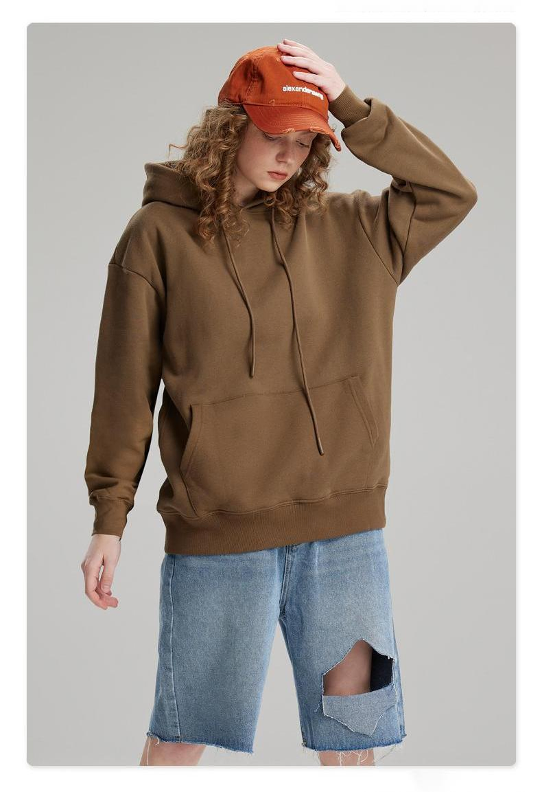 Moletom unissex oversized casual de algodão com capuz na cor azul céu