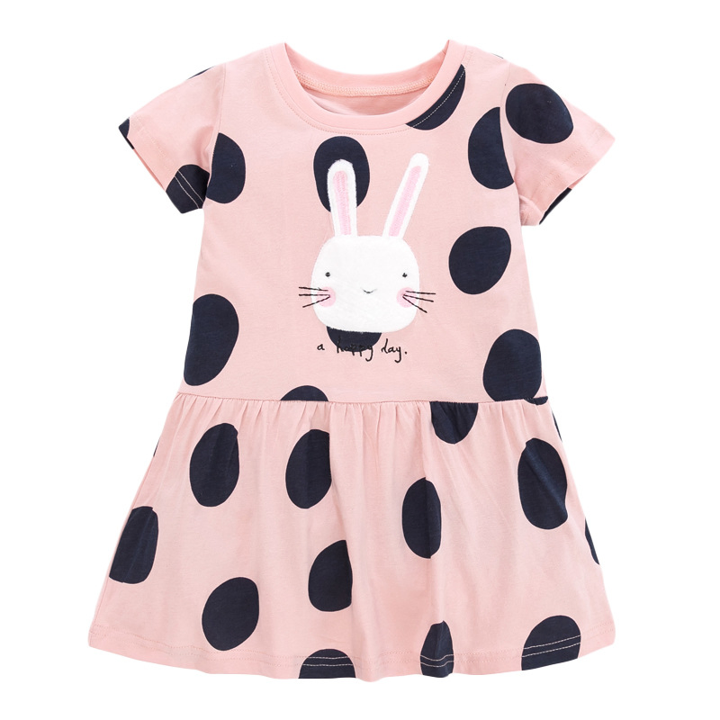 Vestido Casual para Meninas Vestido Plissado para Meninas Roupas Infantis Vestido de Manga Curta Roupas de Verão para Crianças