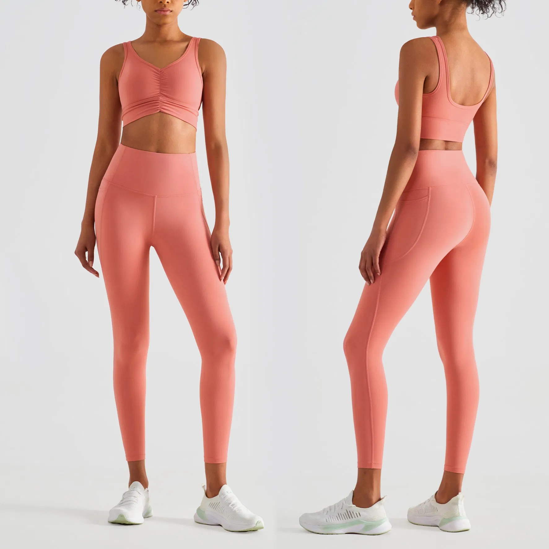 Conjunto de Roupas Ativas para Mulheres, Top Esportivo Ecológico, Leggings de Yoga, Roupas de Exercício, Fitness, Conjuntos de Yoga