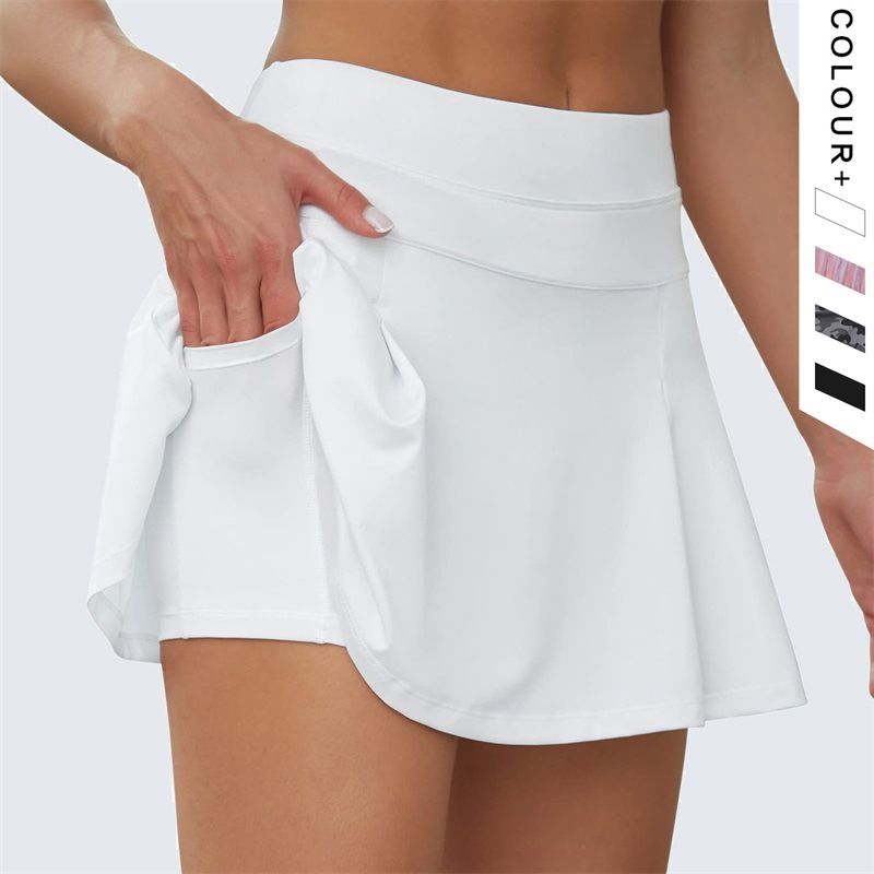 Saia de tênis dupla camada camuflada de primavera para mulheres, ioga, fitness, casual, golfe, esportes, corrida, respirável