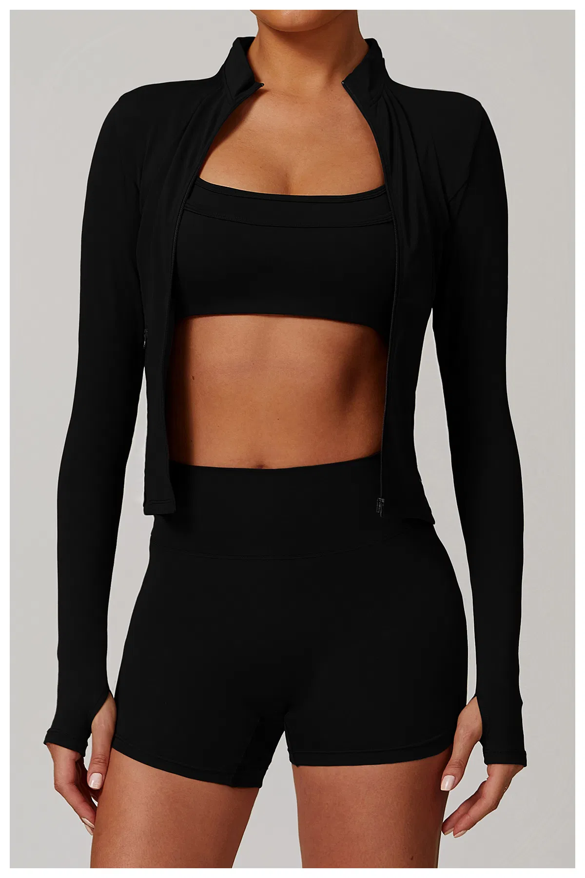 Jaqueta de Fitness para Treinamento Casual ao Ar Livre com Zíper Completo e Mangas Longas, Rápido Secagem para Yoga e Corrida