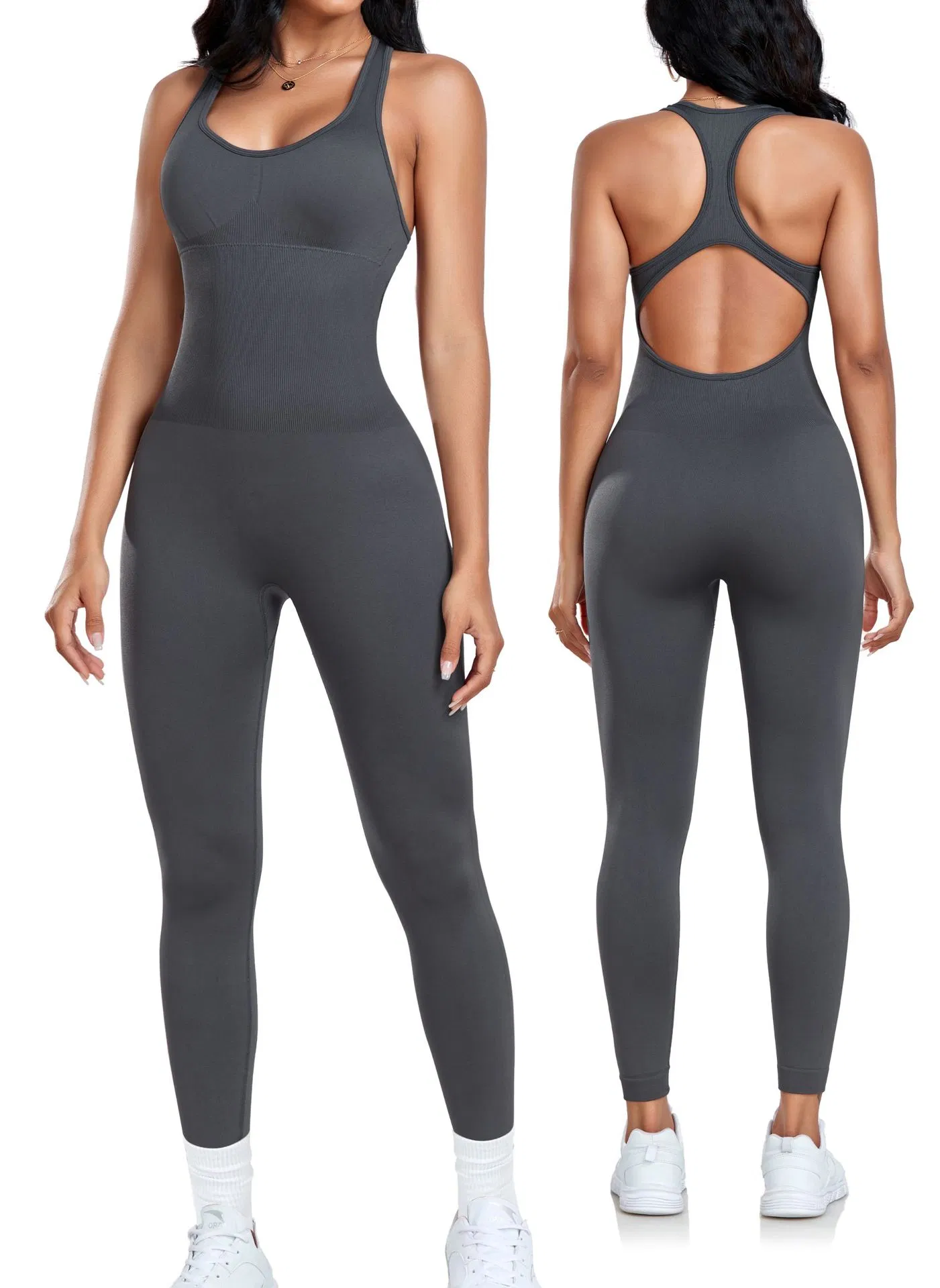 Roupas de Yoga para Fitness Feminino, Macacão Justo Sexy com Sutiã Almofadado