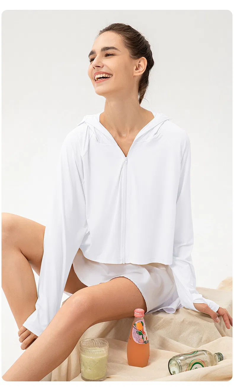 Roupas de Proteção Solar Femininas em Seda Gelada com Sensação Fresca para Esportes ao Ar Livre, Proteção UV, Manga Longa Upf50+ Roupas de Ciclismo para Proteção Solar