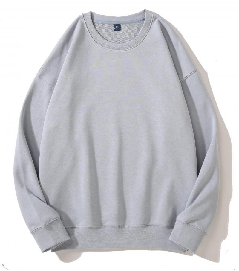 Camisa de moletom esportiva unissex de alta qualidade, com mangas longas, estilo elegante, gola redonda clássica, em algodão, casual e em branco, para treino de adultos