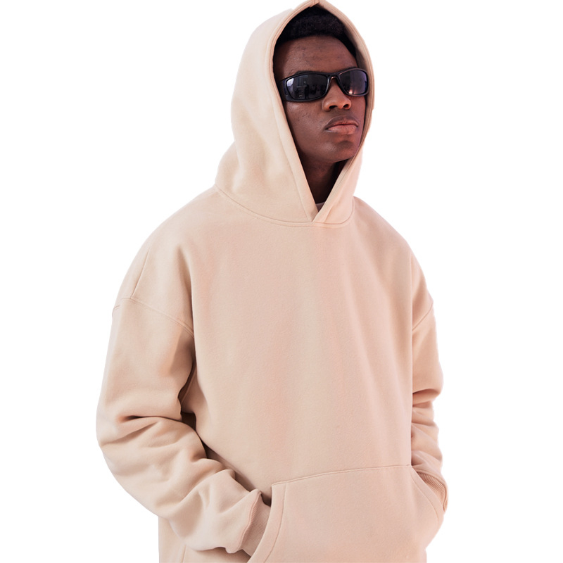 Moletom Masculino Casual Oversize Liso com Capuz, Cor Sólida, Solto e Confortável, Pulôver Solto, Moda de Rua, Moletom e Suéteres