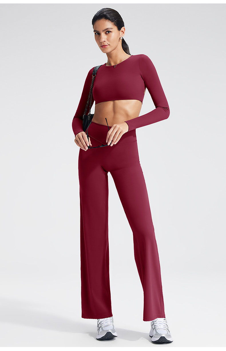 Conjunto de Yoga de Manga Longa Fashion, Costas Bonitas, Top Sexy de Fitness, Roupas de Esporte para Corrida, Roupas Curtas