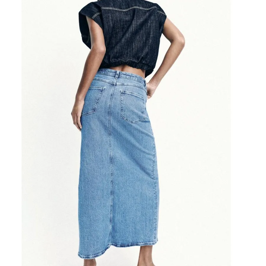 Saia denim feminina