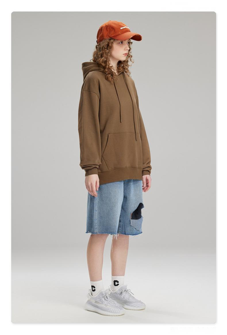 Moletom unissex oversized casual de algodão com capuz na cor azul céu