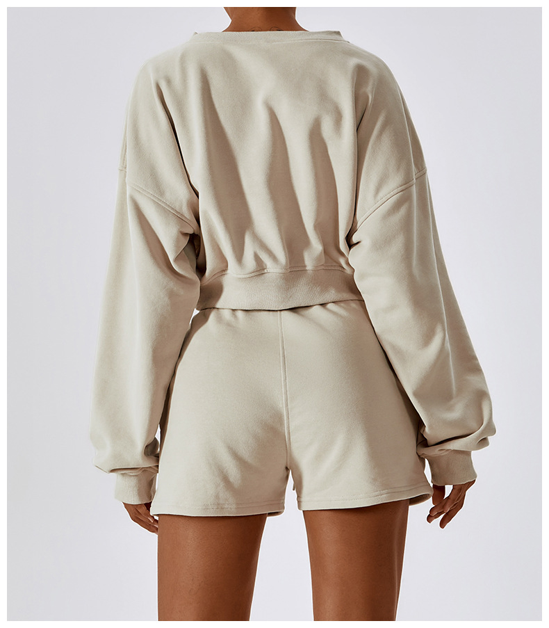 Moletom Cropped de Manga Longa para Mulheres, Pulôver Casual Solto para Atividades ao Ar Livre, Roupas de Esporte