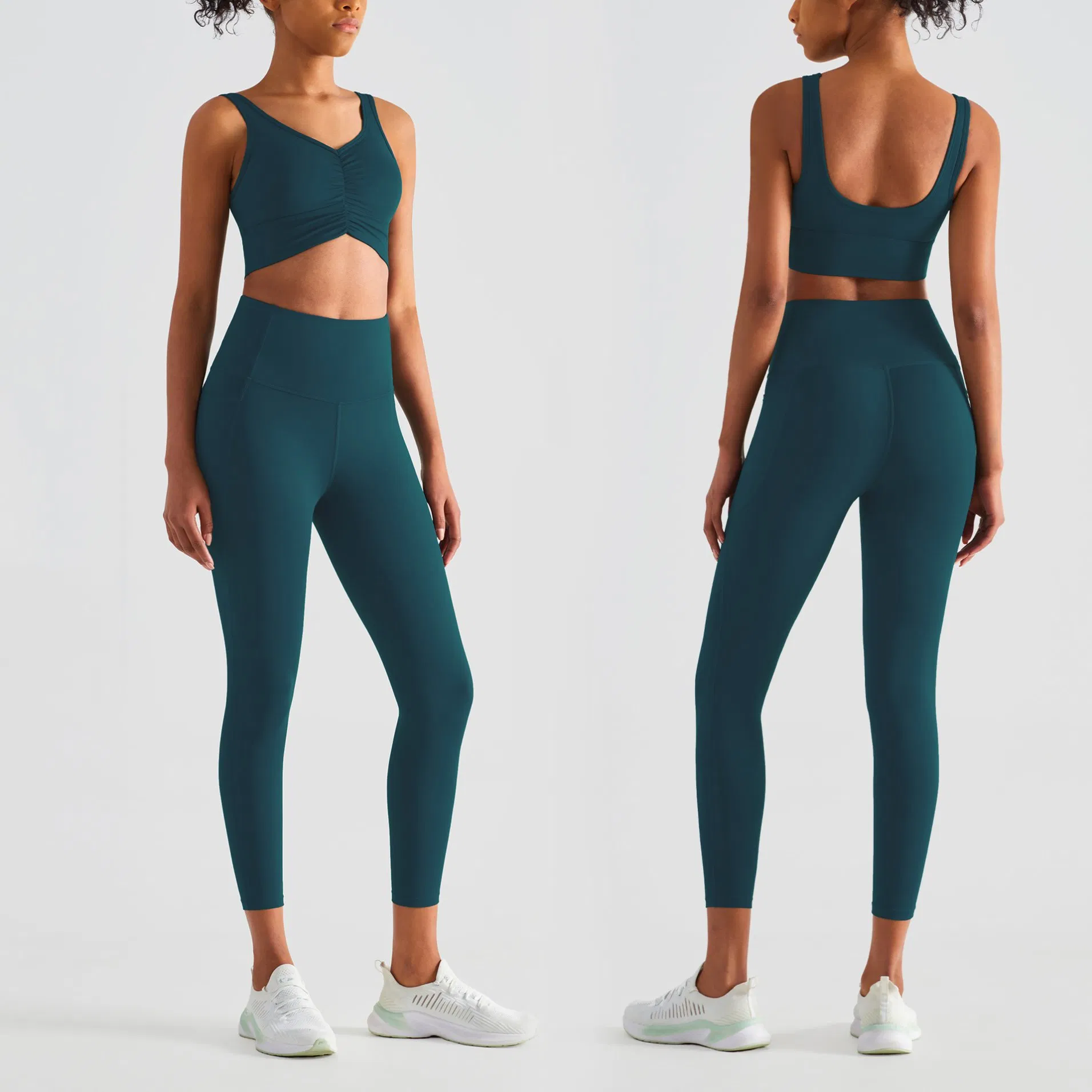 Conjunto de Roupas Ativas para Mulheres, Top Esportivo Ecológico, Leggings de Yoga, Roupas de Exercício, Fitness, Conjuntos de Yoga