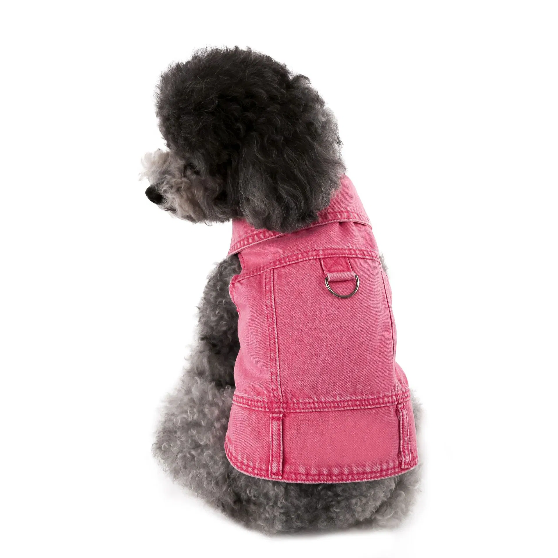 Jaqueta de Denim Lavado para Cachorro, Casaco Estiloso para Pomeranian, Roupas para Animais de Estimação