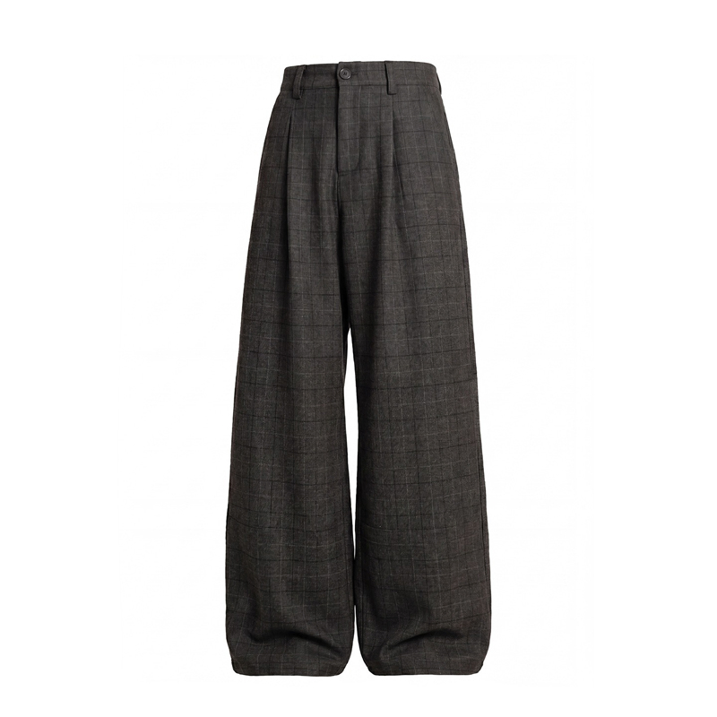Calças Longas Casuais Largas em Herringbone de Lã para Homens Outono (CFMSW26013)