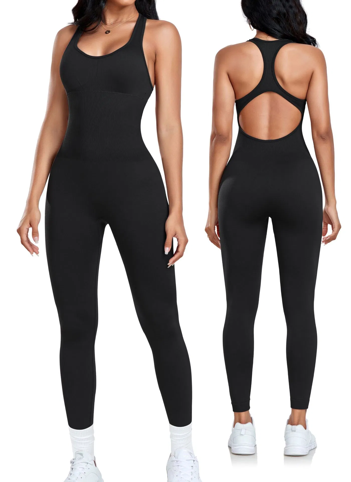 Roupas de Yoga para Fitness Feminino, Macacão Justo Sexy com Sutiã Almofadado