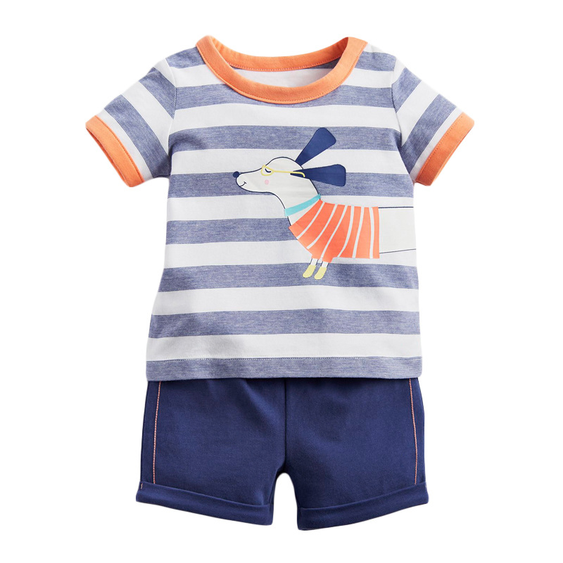 Conjunto de Roupas de Verão para Crianças Meninos e Meninas, Camiseta e Shorts 2PCS Roupas Casuais de Algodão