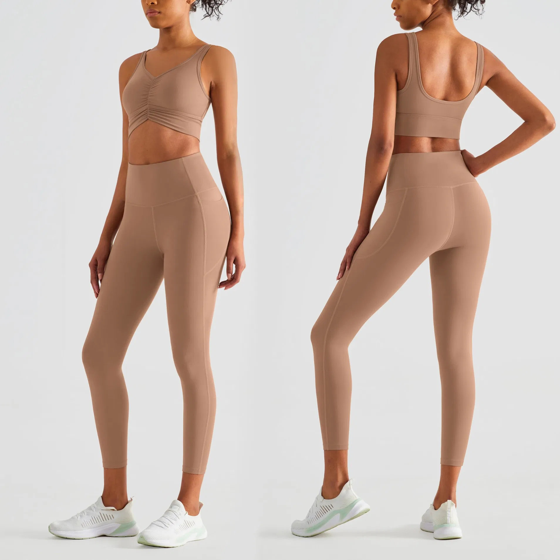 Conjunto de Roupas Ativas para Mulheres, Top Esportivo Ecológico, Leggings de Yoga, Roupas de Exercício, Fitness, Conjuntos de Yoga