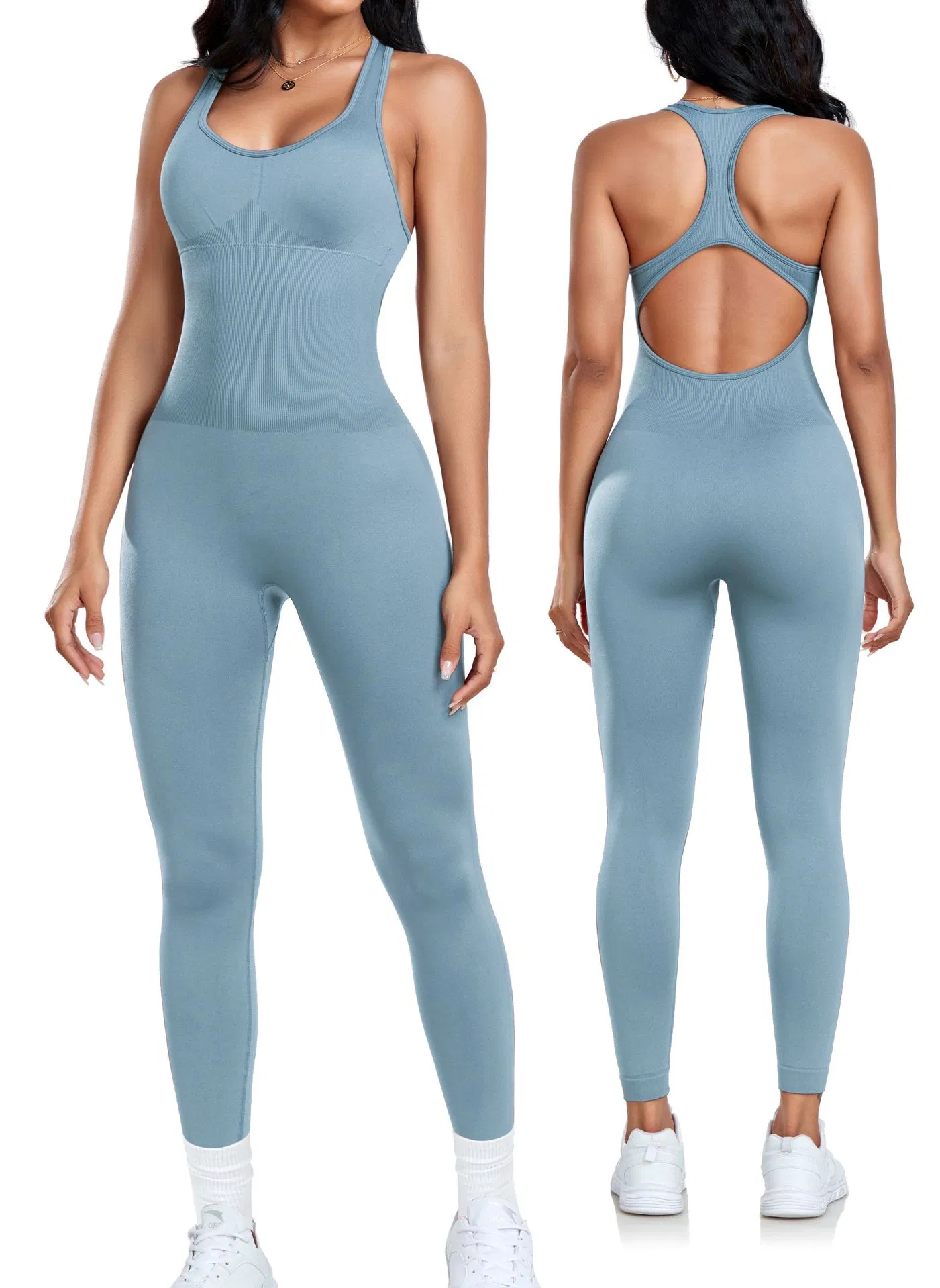 Roupas de Yoga para Fitness Feminino, Macacão Justo Sexy com Sutiã Almofadado