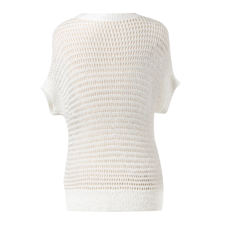Suéter de Crochê de Verão Feminino - Malha Casual com Gola Redonda