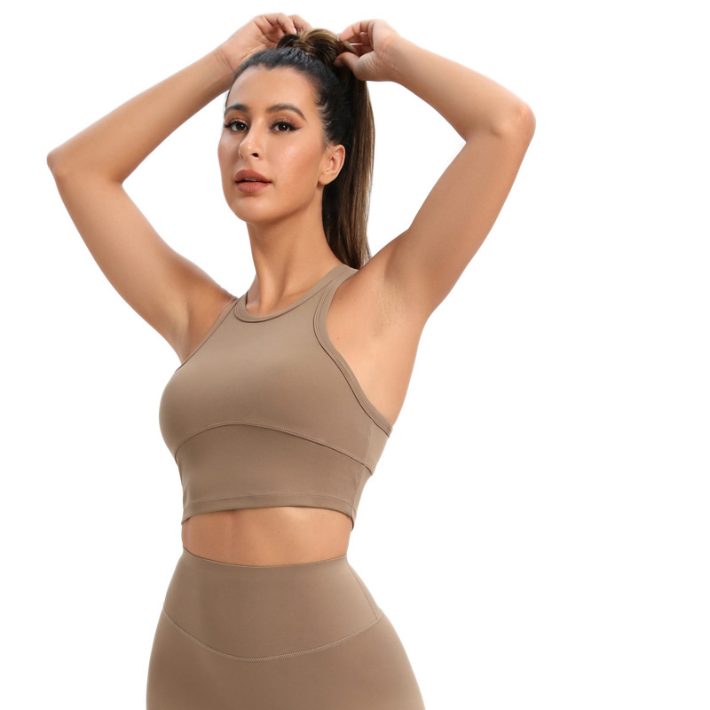 Blusas de treino sem mangas sexy para mulheres, com gola alta, tops cropped com costas nadador, roupas de verão para meninas adolescentes