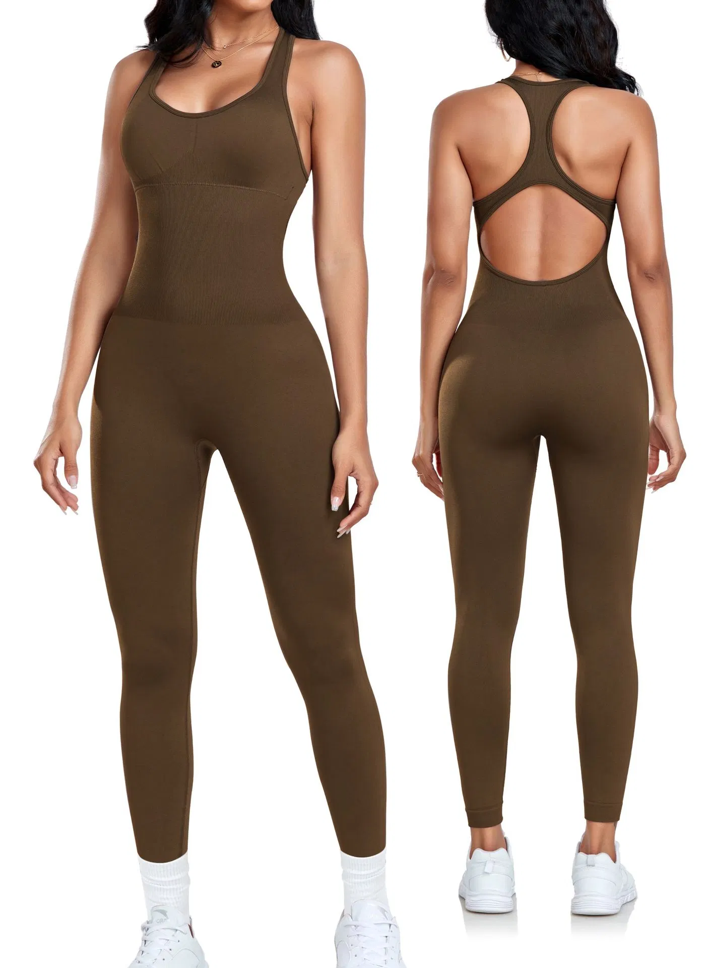 Roupas de Yoga para Fitness Feminino, Macacão Justo Sexy com Sutiã Almofadado