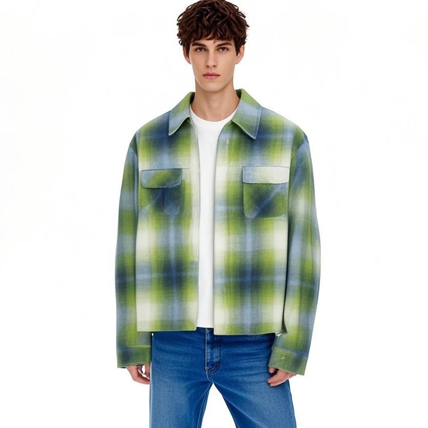 Camisa de Flanela de Alta Qualidade para Homens com 100%Cotton Design de Moda Personalizado de Fábrica Camisas de Manga Longa OEM/ODM Camisa Casual para Homens Casaco de Xadrez