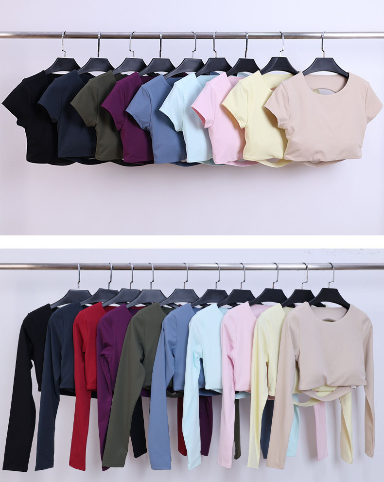 Conjunto de Yoga de Manga Longa Fashion, Costas Bonitas, Top Sexy de Fitness, Roupas de Esporte para Corrida, Roupas Curtas