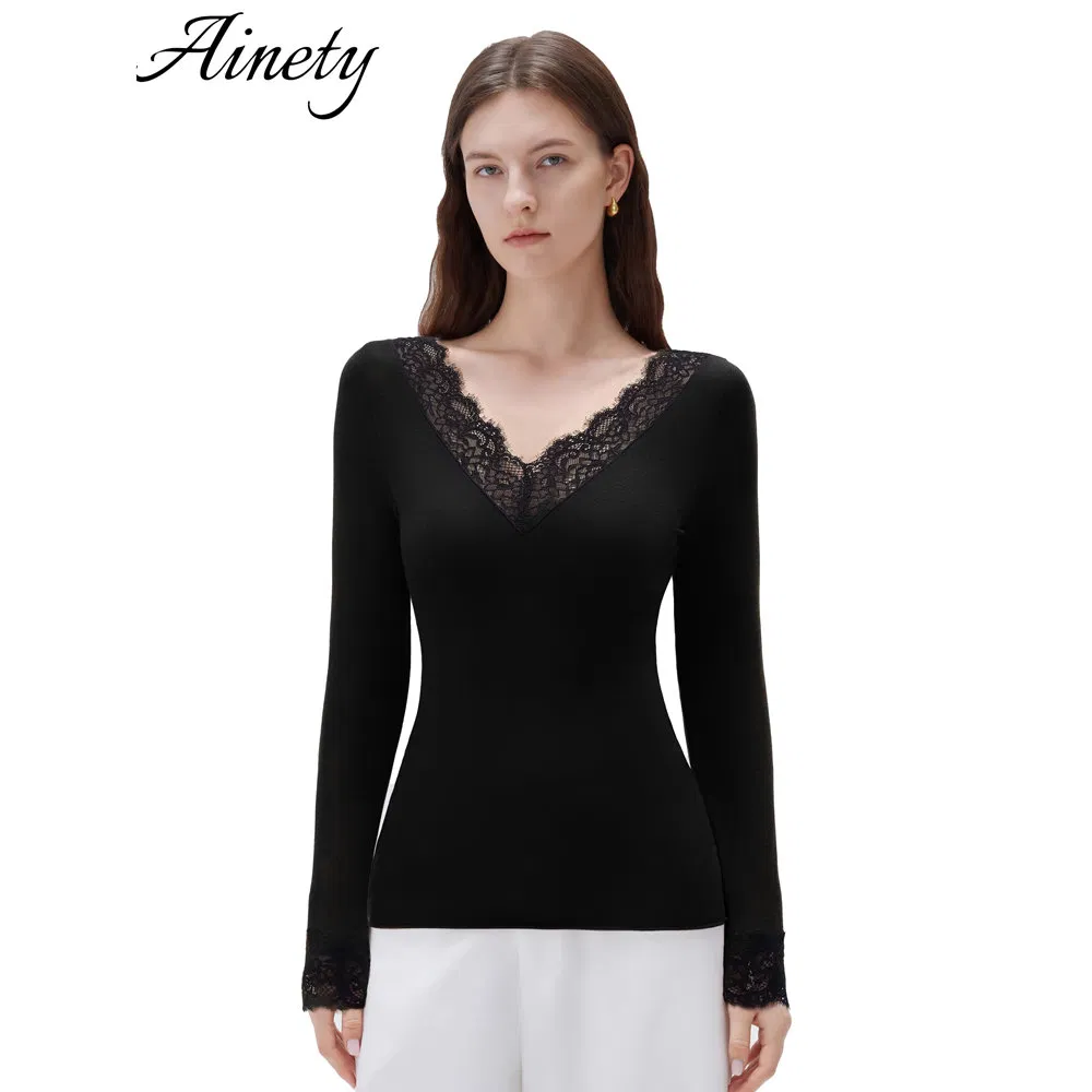 Moda Antiestática Feminina em Tricô Casual com Decote em V para Compras
