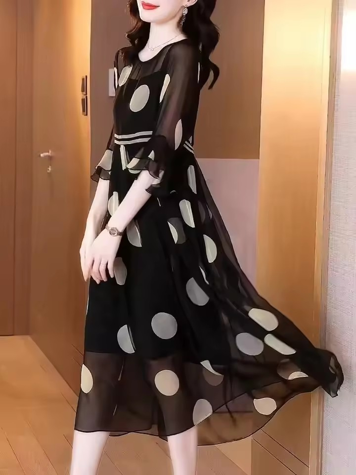 Vestido Longo Casual Elegante e Frufru para Mulheres, Moda Feminina para Relaxar em Férias na Praia