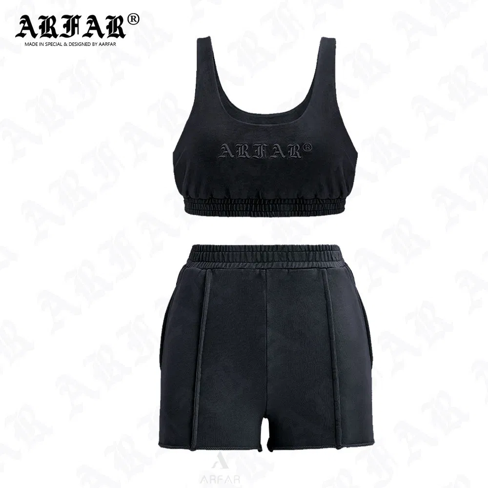 Conjunto de Moletom para Mulheres Verão Conjunto de Roupas Vintage para Mulheres Conjunto de Loungewear em Duas Peças