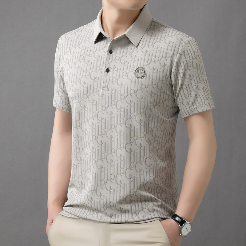 Camisa Polo Confortável Estampada Masculina para Uso Empresarial e Casual