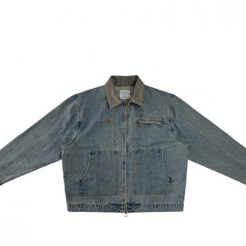 Jaqueta de Jeans Denim Masculina Nova Primavera Outono Casual Fashion Estilosa com Gola Reversa à Prova de Vento Botão Personalizada Jaquetas de Jeans Denim